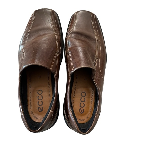 Ecco Helsinki Men’s Brown Leather Bike Toe Slip On Loafers Size 43, US 9-9.5 GUC - Picture 1 of 8
